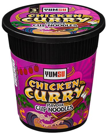 Instant Pot Noodles Halal Certified Vegetarian Egg Free 60g Assorted Packs & Flavours + FabFinds Mug (24, Chicken Curry)