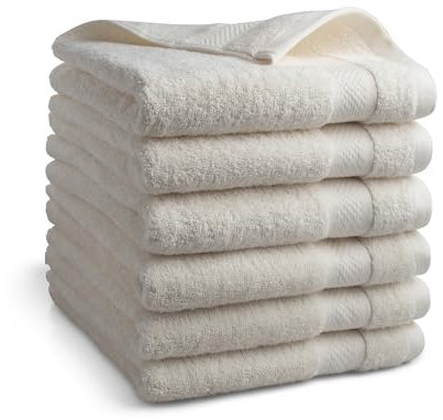 DoubleDry Premium Handtücher Set - 6 Stück 50 X 100 cm Baumwolle - 500 g/m² - Weich & Saugstark - Handtuch Badetuch badehandtücher für Bad und Dusche (Creme)