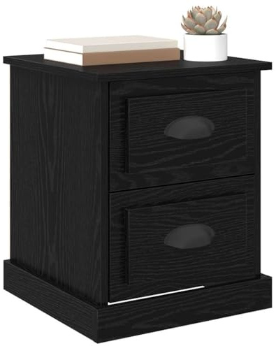 vidaXL Armario de Noche con cajón 2 pcs Roble Negro 39 x 39 x 47,5 cm, Armario Moderno para la Cama, solución de Almacenamiento compacta, Mesa Minimalista para Dormitorio