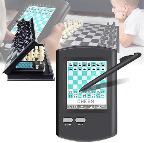 Tablero de ajedrez inteligente, tablero de ajedrez electrónico de mano con tablero físico plegable 7 en 1, juego de ajedrez táctil para adultos, niños y principiantes, aprender y viajar
