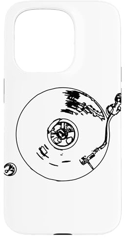 Custodia per iPhone 15 Pro Schizzo del giradischi DJ Oldschool per disc jockey