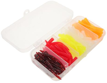 DECOMELODY 100 Cebos Artificiales para Pesca Gusanos, Señuelos Blandos de Silicona de Colores Variados, 100 Piezas, Cebo de Pesca Realista para Agua Dulce y Salada, Juego de Señuelos