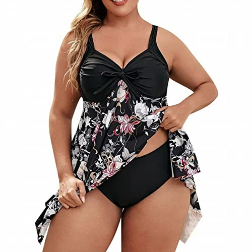 Tankini Lungo Donna Mare Contenitivo Curvy Costume Tankini Con Slip Da Bagno Sexy Scollo a V Controllo Pancia Costumi Bagno Due Pezzi Taglie Forti Modellante Push Up Swimwear Vestito Da Spiaggia