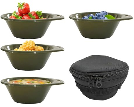 Cuenco de camping, apilable con de almacenamiento, 4 piezas, para senderismo, viajes, picnic, camping, viajes, exterior, cocina, hogar, interior, barbacoa, almuerzo