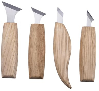 SOESFOUFU Set di Scalpelli per Intaglio in Legno Teste in Acciaio Cromo-vanadio Lucidate, Impugnatura Comoda, per Botteghe di Intaglio e Artigiani Principianti