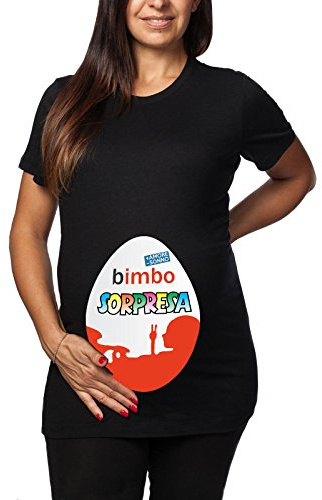 T-Shirt Uovo di Pasqua Bimbo Sorpresa - Maglietta Lunga da Donna Ideale per Il Premaman - Idea Regalo