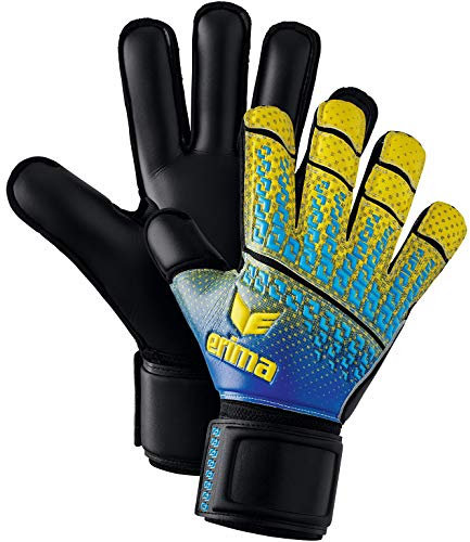 Erima Kinder SKINATOR Hardground 2.0 Torwarthandschuhe, Safety Yellow/Blau, 4
