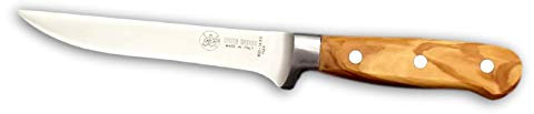 DUE BUOI Coltello FORGIATO DISOSSO Flessibile da Chef - Lama da 14.50 CM - Manico OLIVO