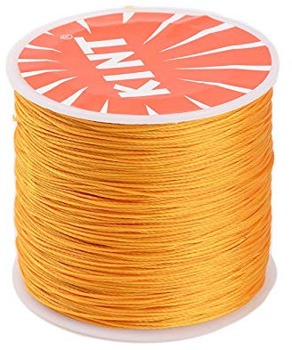 Cheriswelry Cordon rond en polyester ciré avec bobine pour la fabrication de bijoux, macramé et loisirs créatifs - Doré - 0,5 mm - 100 m