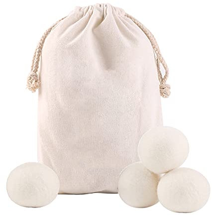 Palline Per Asciugatrice, Palle Di Lana Naturale Riutilizzabile Handmade Al 100%, Ammorbidente Naturale, Riduce Le Rughe, Risparmia Tempo Di Asciugatura, Risparmio Energetico, Ecologico (Bianca, 4pcs)