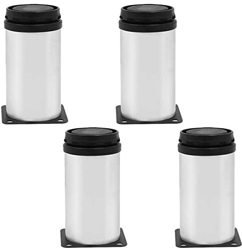 Cjueiom 4 verstellbare Beine aus Edelstahl, 100 mm, Möbelfüße, Chrom-Beine, Küchenschrank-Füße, Couch-Beine, Sofa-Beine, Set für Schrank, Arbeitsplatte, Couchtisch (schwarz und silber)