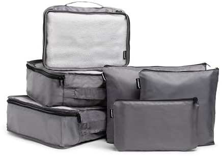 Brookstone Packing Cubes - 6 Piece Compression Packing Cubes for Travel Essentials - Luggage Sets Cube Storage Organizer Bags, Size One Size, Dark Grey