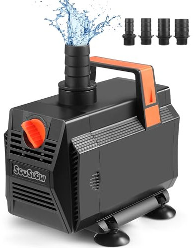 SOUSLOW Pompe à eau submersible pour aquarium 30 W 2000 L/H, pompe de bassin avec contrôle de débit, adaptée pour fontaines, statues, filtration, culture hydroponique, cascades