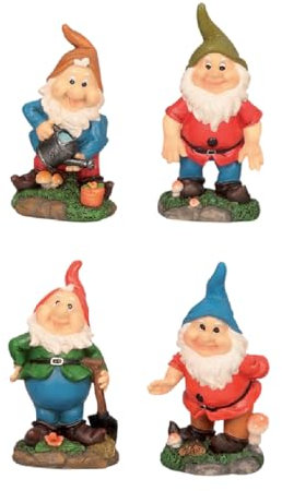 Geschenk-Himmel 4 Lustige Gartenzwerge Zwerge GNOME Gartenzwerg Gartenfigur Zwerg ca. 17,5cm
