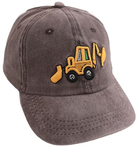 1 Piece Children's Baseball Cap, Digger Embroidered Peaked Cap, Adjustable Cap with Back Buckle, Wide Brim Sun Hat, Outdoor Sports Hat, Summer Sun Hat (Brown)