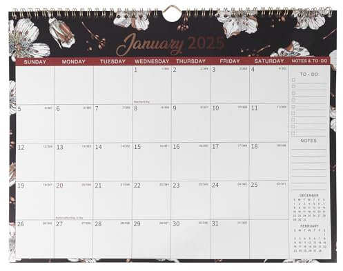 ALLOMN Wall Calendar 2025, 2025 Calendar Month to View - January to December 2025 - Large Family Calendars 2025 Wall Academic Calendars for Home Office Planning, 37.2 x 28.8 cm (Orange)