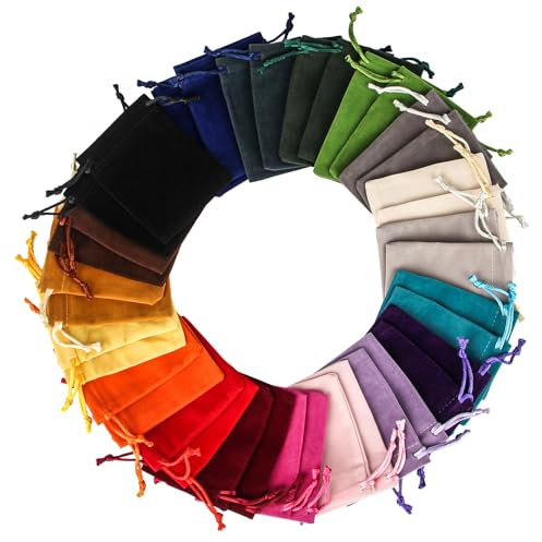 TAIHOBO Mini Sacchetti Velluto per Gioielli, Sacchettini Bomboniere Piccoli in Velluto, 7x9cm Sacchettini per Confetti Gioielli con Coulisse, Sacchetti Stoffa Riutilizzabile in 19 Colori, per Feste