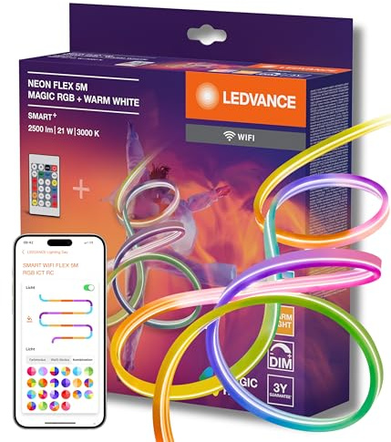 LEDVANCE SMART WIFI NEON FLEX bunte/weiße LED-Streifen für Außen mit WiFi-Technologie und homogener Lichtverteilung; MGC TW RC; nicht dimmbar; weiß; Silikon; 5 m; Leuchtmittel nicht austauschbar
