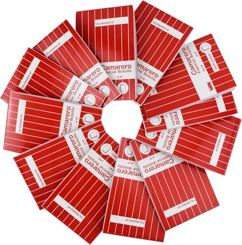 Talonario de Bolsillo Para coger Comandas |Hojas con Precorte 40 juegos Original y copia Bloc camarero 9x14cm. (Pack 12)