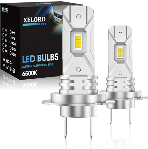 XELORD Ampoules LED H7 Voiture 50W 10000LM 6500K Blanc Froid - +300% vs Halogènes,Plug and Play,2 Pièces