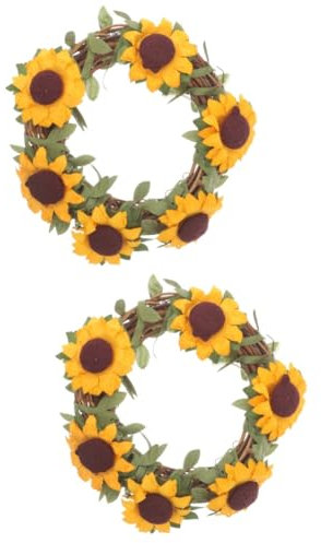 NUOBESTY 2 Pezzi Decorazione Appesa Alla Di Girasole Arredamento Per La Casa Ghirlanda Porta Girasole Arredamento Appeso Al Muro Ghirlanda Floreale Autunnale All'aperto Stoffa