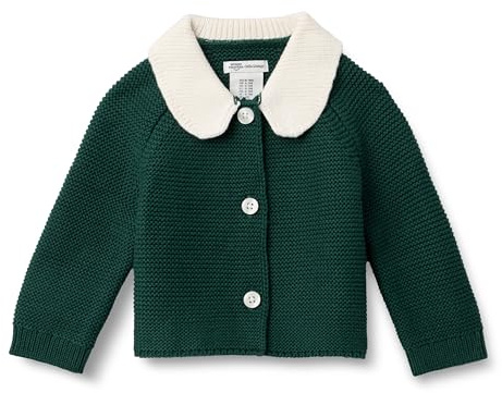 Amazon Essentials X Sofia Grainge - Chaqueta Unisex con Cuello Peter Pan para bebé, Color Verde Oscuro, 6-9 Meses