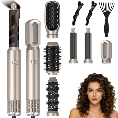Souvik Spazzola ad Aria Calda, Asciugacapelli Multifunzione Ioni Negativi, Automatico Arricciacapelli, Capelli Lisci Spazzola Modellante, Asciugatura, Volumizzante, Lisciare, Capelli Ricci