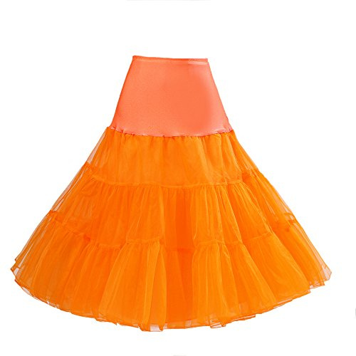 Boolavard® 50s Petticoat Vintage Retro Hoop Skirt Petticoat Sottogonna per Abito da Sposa Rockettly da Sposa in Vari Colori (XS-M, Orange)