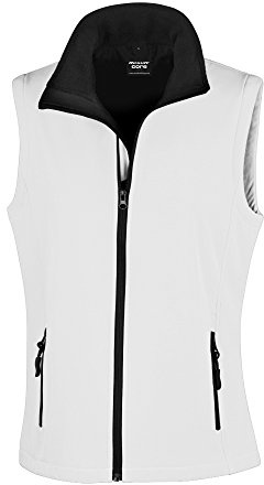 Result Women's Core Printable Bodywarmer Blouson Plain Turtleneck Sleeveless Outdoot Gilet, White (WHI/Blk), 14(Manufacturer Size:L)