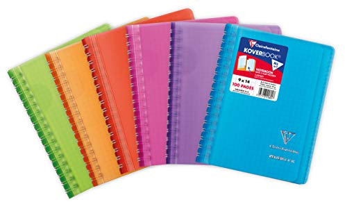 Clairefontaine 321601C Koverbook, 9 x 14cm, kariert, 50 Blatt, mit Spiralbindung, 1 Stück, farbig sortiert