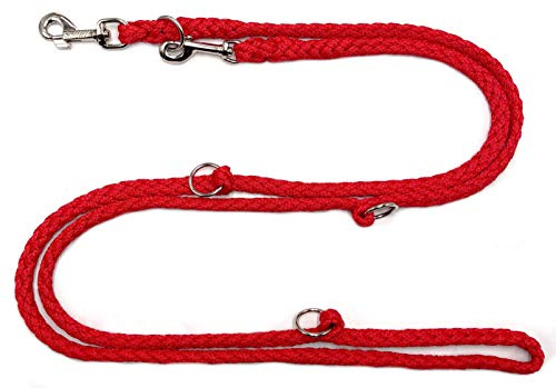 Hundeleine Doppelleine Übungsleine Führleine für mittlere Hunde bis 45 Kg über 39 Farben sehr stabil (2,80 m, Rot)