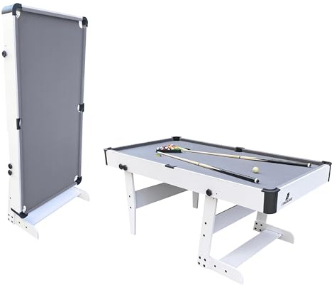 Cougar Mesa de Billar Hustle L - 5ft en Blanco | Mesa Plegable Interior con Accesorios | Mesa de Billar Carambola para ninos y Adultos | Dimensiones: 152x76x79 cm.
