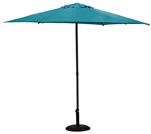 Hespéride - Parasol Droit Rond Soya Bleu - D2,7m - Haute Protection UV, Toile Amovible Déperlante et Orientable - Structure en Acier Traité Antirouille