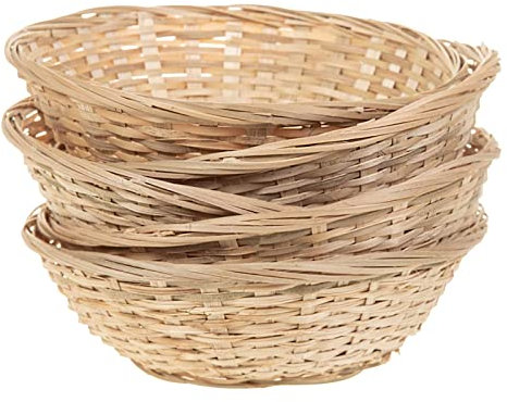 SIDCO Bastkorb 5 x Bambus Osterkörbchen Dekokorb Brotkorb Brotkörbchen Deko Körbchen