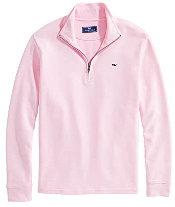 Vineyard Vines Men's Saltwater Quarter-Zip Pullover Sweater, Pink Cloud, XL