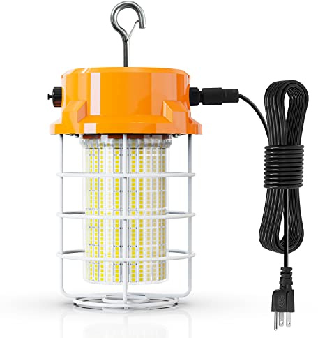 80W LED Temporary Work Light 12000Lm 5000K Construction Lights Led Work Light IP67 Dust Waterproof Portable Lights with Stainless Steel Guard Hook for Mine Wharf Job Site Garage Factory Lighting
