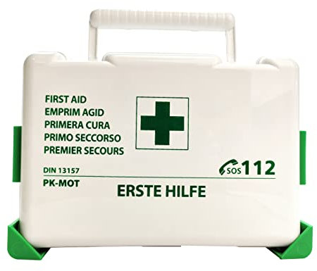 notlok Safety Work Trousse de Secours Complete Équipement DIN13157 avec Embout Buccal, Kit de Premiers Secours Mobile, Portable avec Fixation Murale, pour Maison, Lieu de Travail, Chantier, 26x17x8cm