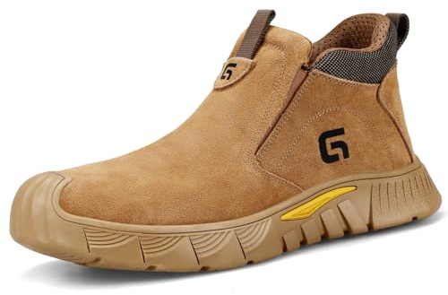 GLANOUDUN Welder Boot, Brown, Steel Toe, Ankle, Unisex, Size 9, 10.5, Modern, Work-Utility