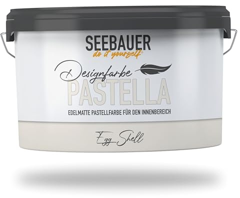 SEEBAUER diy Pastellfarbe PASTELLA Beige 2,5L (Egg Shell) Edelmatte Wandfarbe Beige - Innenfarbe sehr hohe Deckkraft - Matt, Abwaschbar und Tropffrei