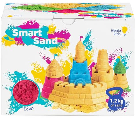 Genio Kids Magic Sand Rosa, 1,2 kg Knete Sand Bunt, Sandknete für Kinder, Magischer Sand Nachfüllpack, Modelliersand für Mädchen und Jungen (Rosa)