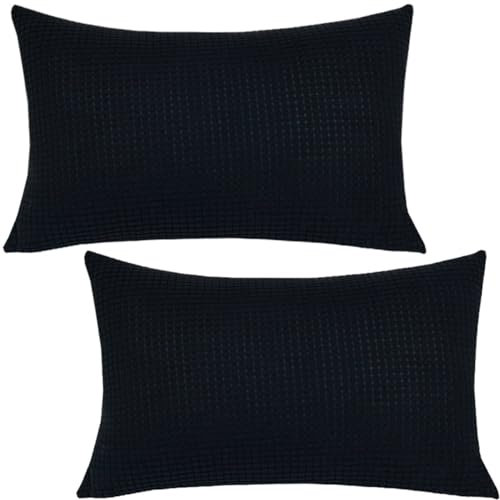 Stretch Kissenbezug 50x70 40x70 Kord Sofa Kissenbezüge 2er Set Zierkissenbezug Dekokissen Sofakissen Mit Reißverschluss Kissenhülle Zierkissenbezüge Kissen Bezug(Jazz Black,40x60 cm (Set of 2))