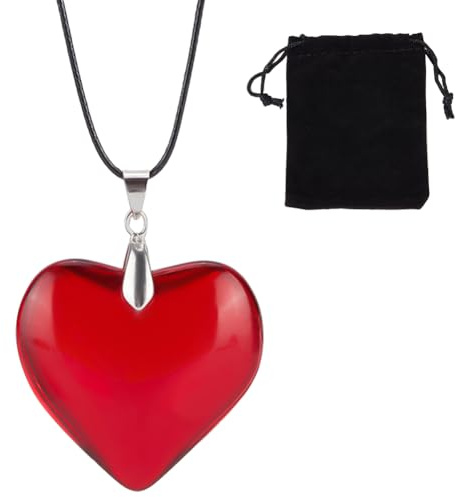 Beebeecraft 1 boîte de Pendentifs en Forme de Cœur en Verre Rouge Transparent Simple et Épais en Forme de Cœur en Cristal Noir Tressé Réglable Collier Ras du Cou en Velours pour Bijoux Accessoires