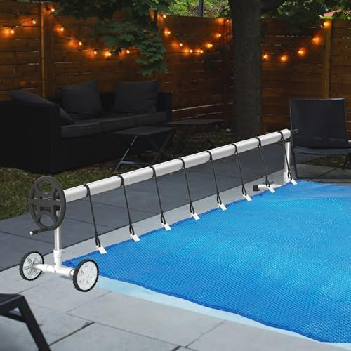 Froadp Avvolgitore per piscina, 300 – 570 cm, in alluminio, sistema di avvolgimento, copertura per piscina, resistente alle intemperie, per teloni solari e per piscine