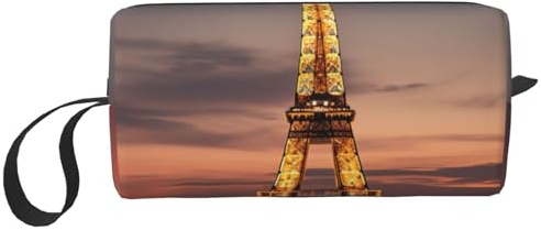 LNNIUK Trousse da viaggio con stampa Torre Eiffel, trousse da viaggio per cosmetici, con cerniera