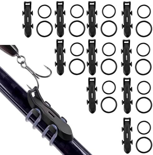 10 Uds Porta Anzuelos Magnéticos para Cañas de Pescar – Organizador de Anzuelos con Anillos de Goma Ajustables y Material ABS Duradero, Pesca Accesorios