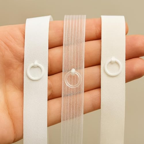 Byour3 BY3 - Cinta para Persianas Romanas con Anillas - Cinta Fruncidora para Cortina Cinta Transparente para Coser Cortinas de Interior con Anillas Cortinas de Lino con Cinta (Transparente, 5 m)