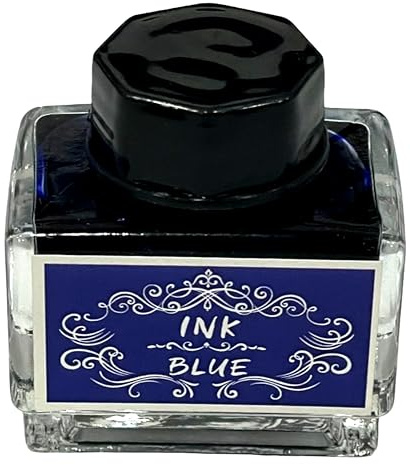 Tintero de tinta para pluma estilográfica 15 ml tinta de color azul en bote de vidrio vintage 51CH002_az