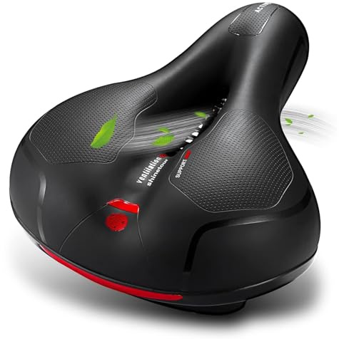 OIENNI Comfortable Bike Seat, Wide Bicycle Saddle for Men & Women with Dual Shock Absorbing Balls - Soft, Ergonomic, Breathable, Waterproof - Universal fit for MTB, Road & City Bikes