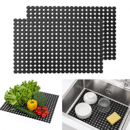 2 unidades Esterilla protectora para cocina y baño, 30 x 40 cm, alfombrilla de PVC para fregadero recortable, alfombrilla suave de acero inoxidable