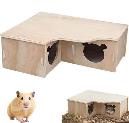 Wrbugukeji Wooden Hamster House, 22.5 × 11.7 × 8 cm Hamster Corner House
